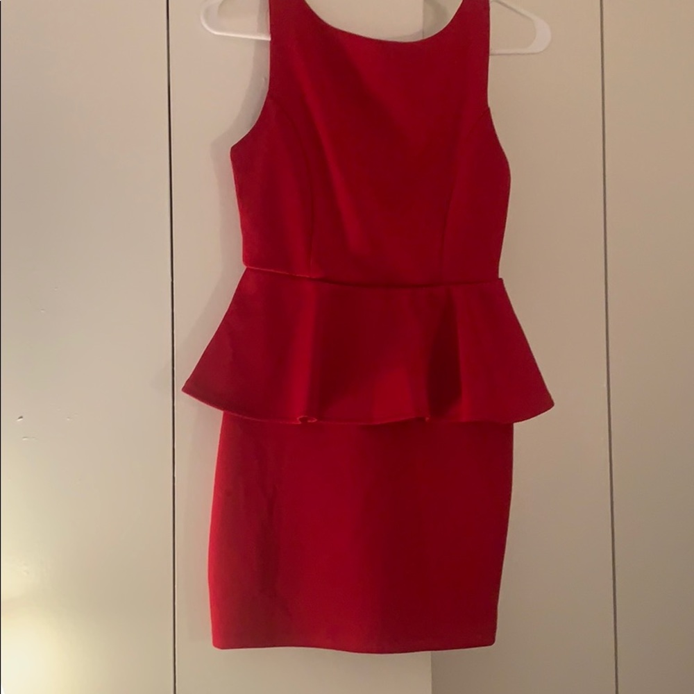 Red peplum dress